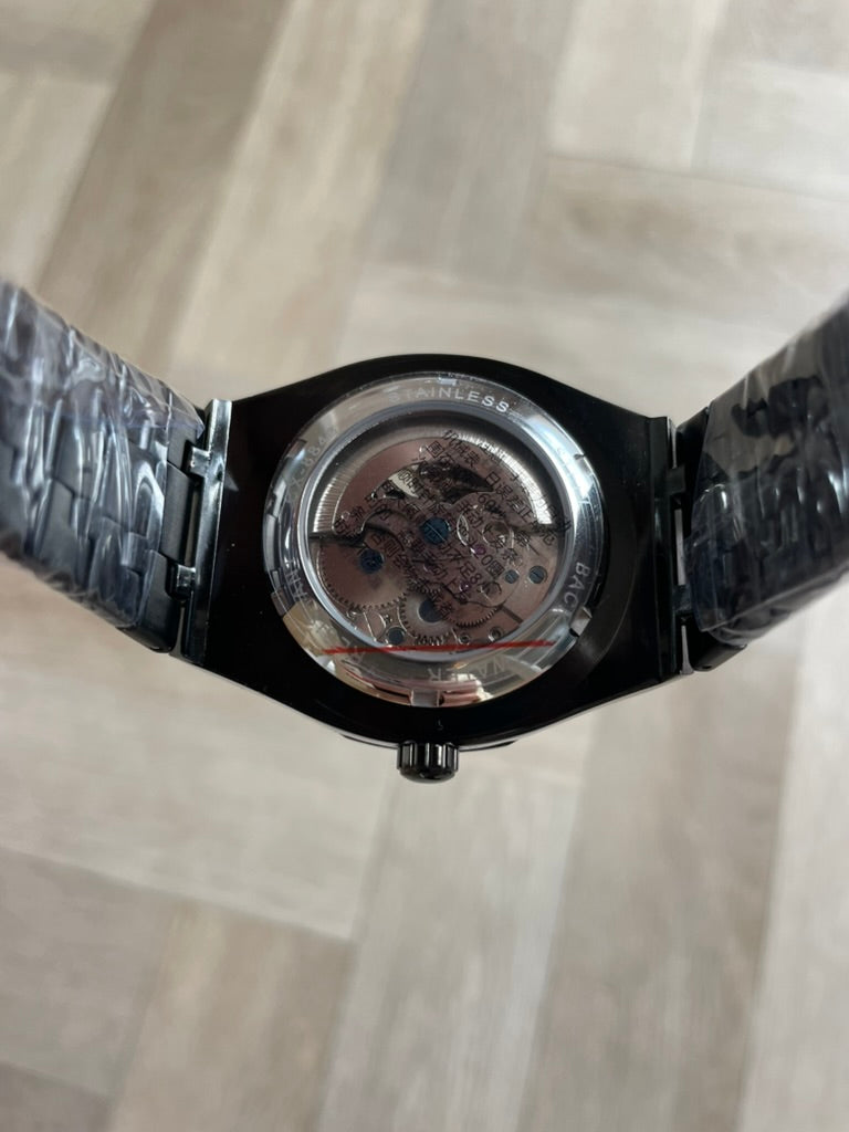 Men's Black Luxury Skeleton Automatic Watch - Waterproof Stainless Steel AP Style