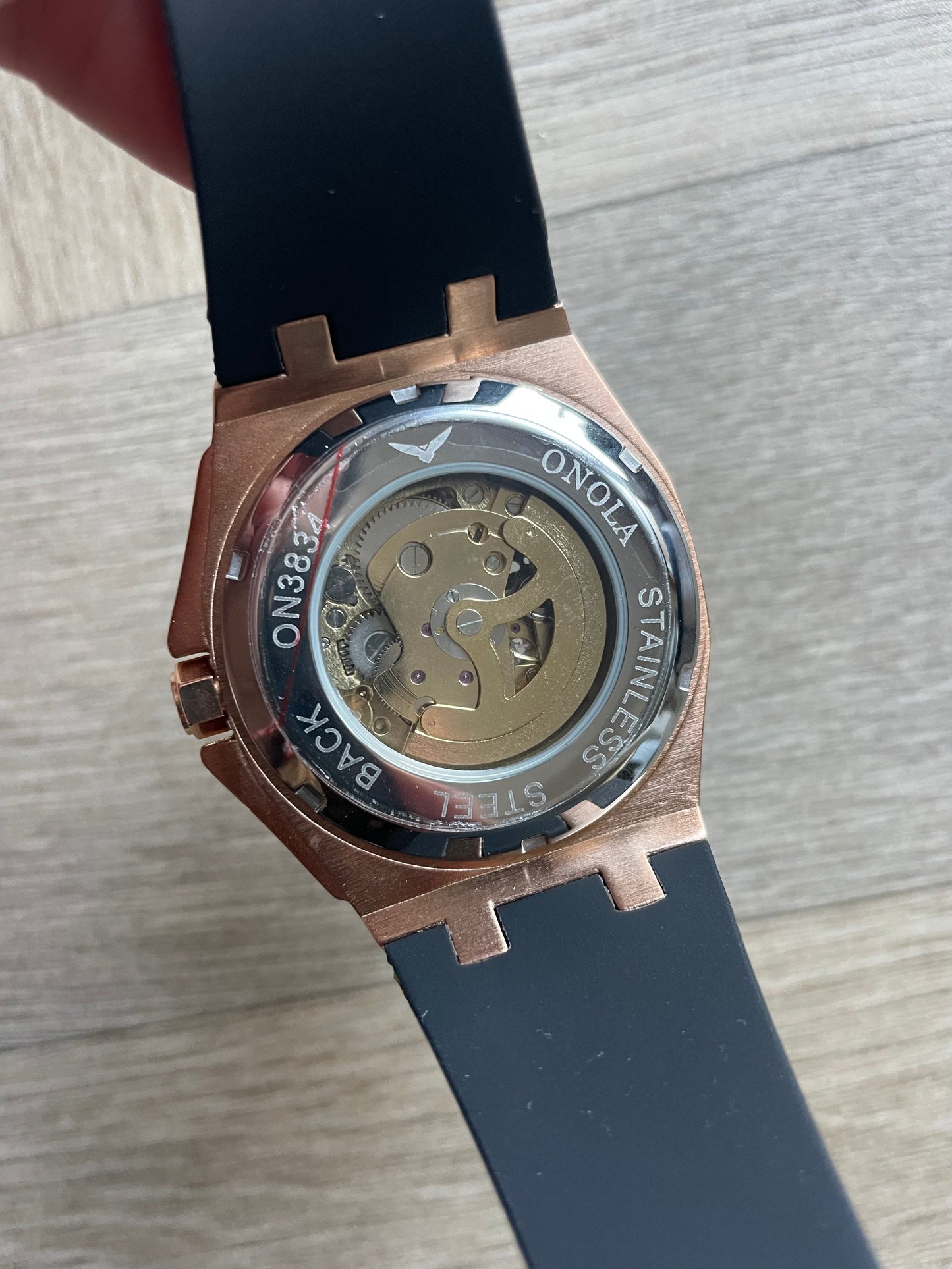 Luxury Skeleton Mens Watch Rose Gold & Black – Automatic Movement, Premium Design