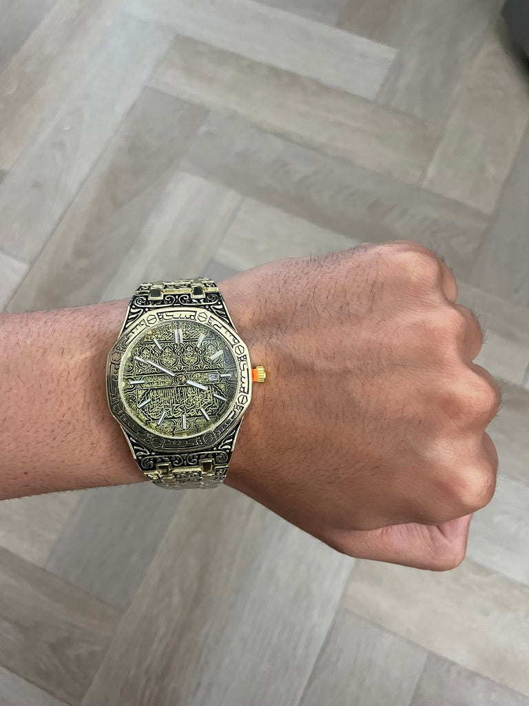 Men watch in gold with gold dial Arabic quartz watch – waterproof stainless steel