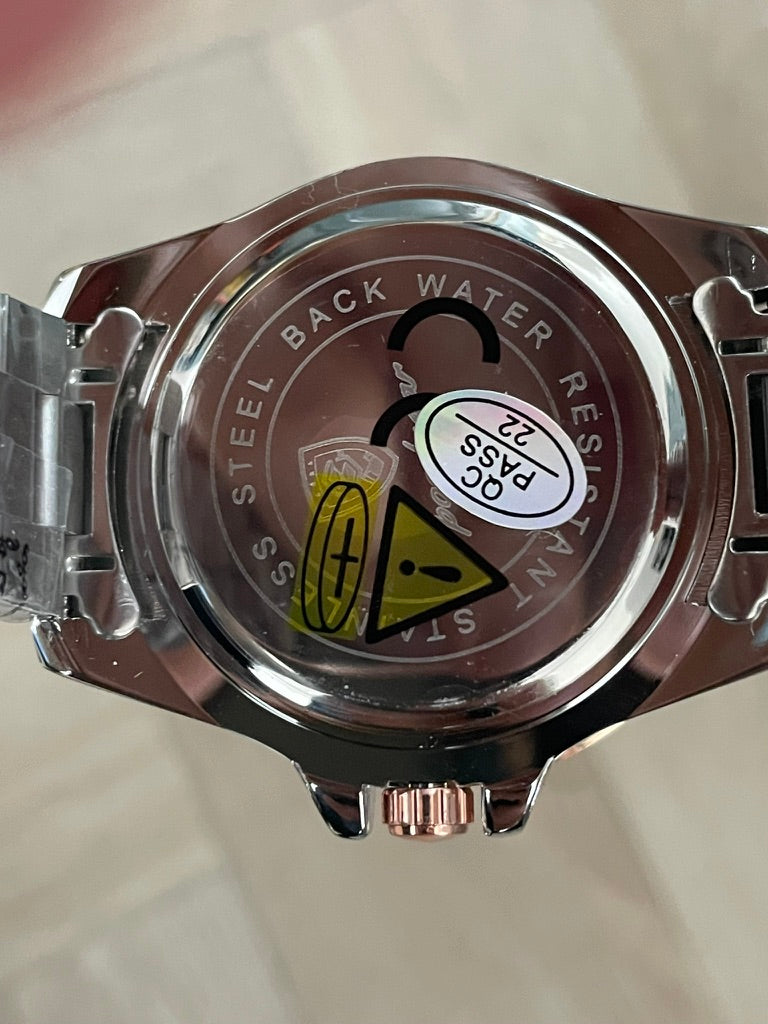 Men Watch Rose Gold submarine Date Quartz with Black Dial and Waterproof luxury