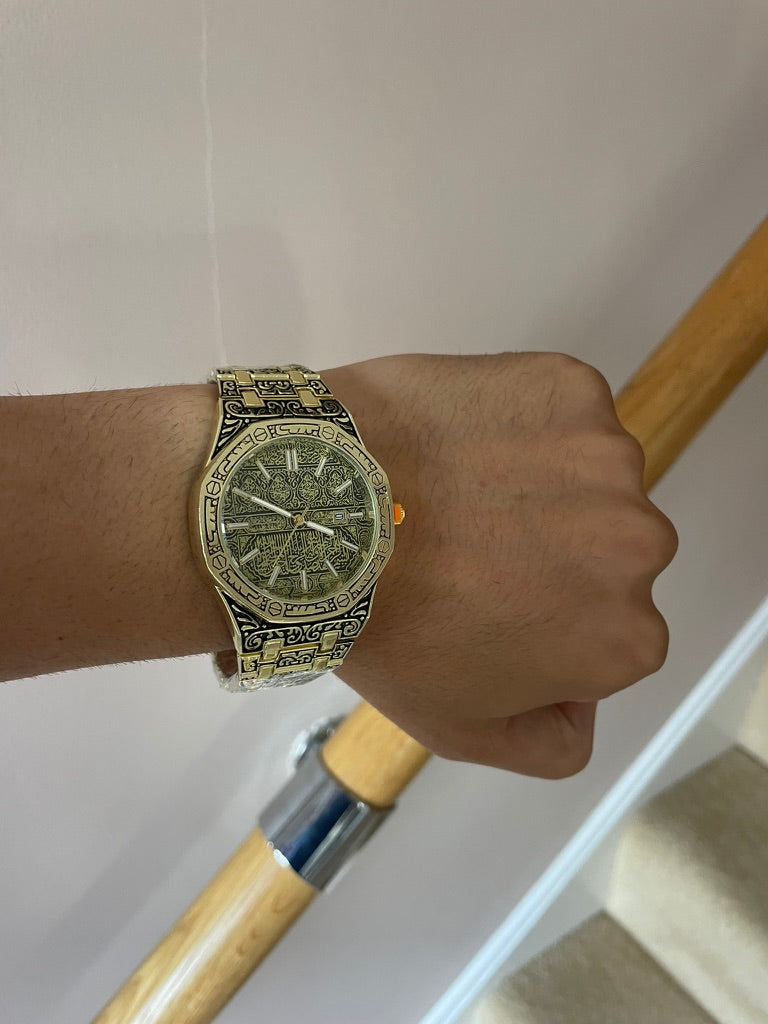 Men watch in gold with gold dial Arabic quartz watch – waterproof stainless steel