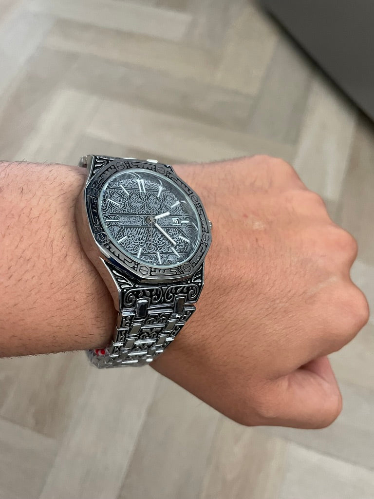 Men watch in silver with silver dial Arabic quartz watch – waterproof stainless steel