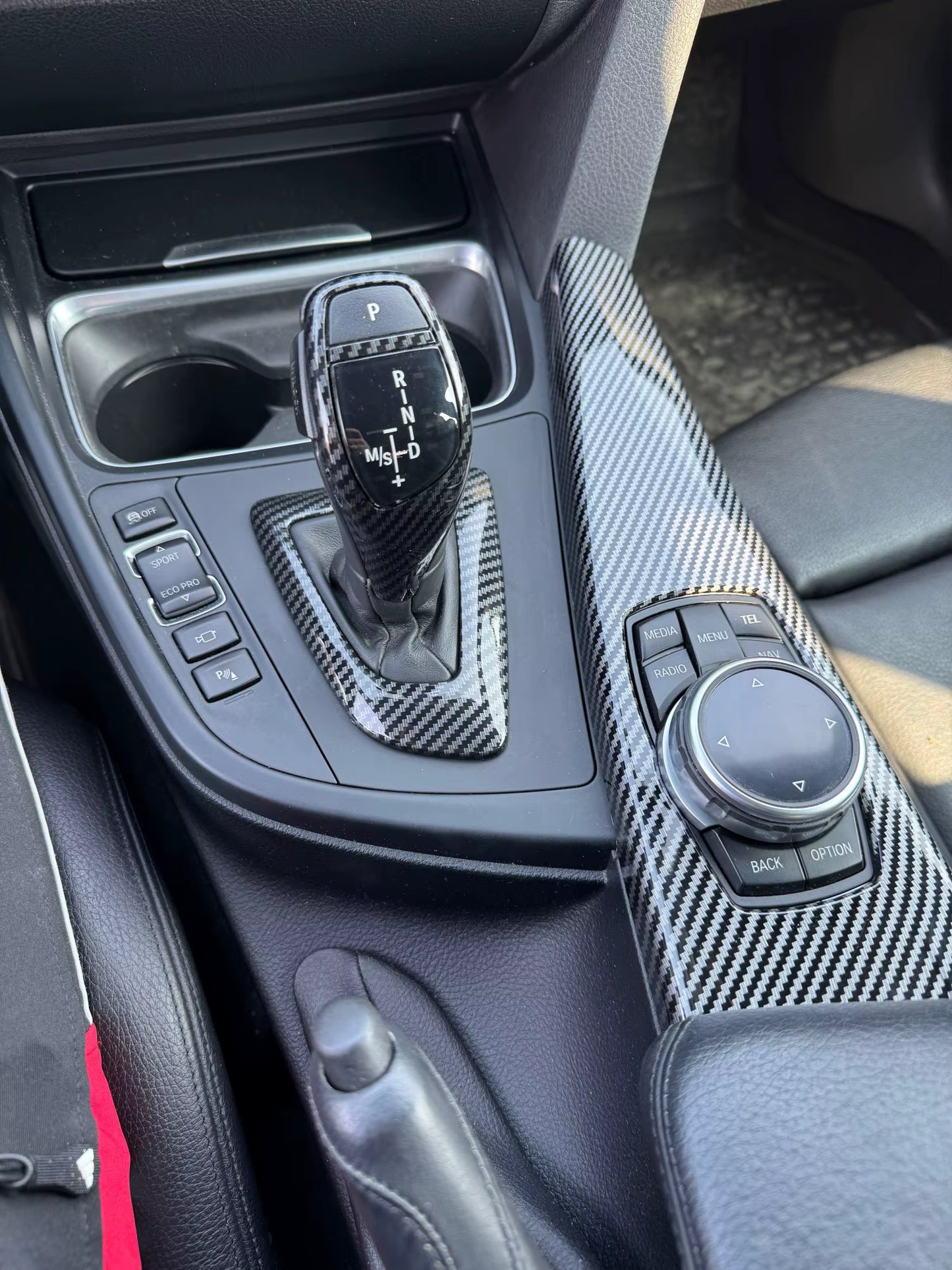 BMW Carbon Fiber Gear Shift Knob Panel Cover Trim for BMW 1-4 Series F20-F36