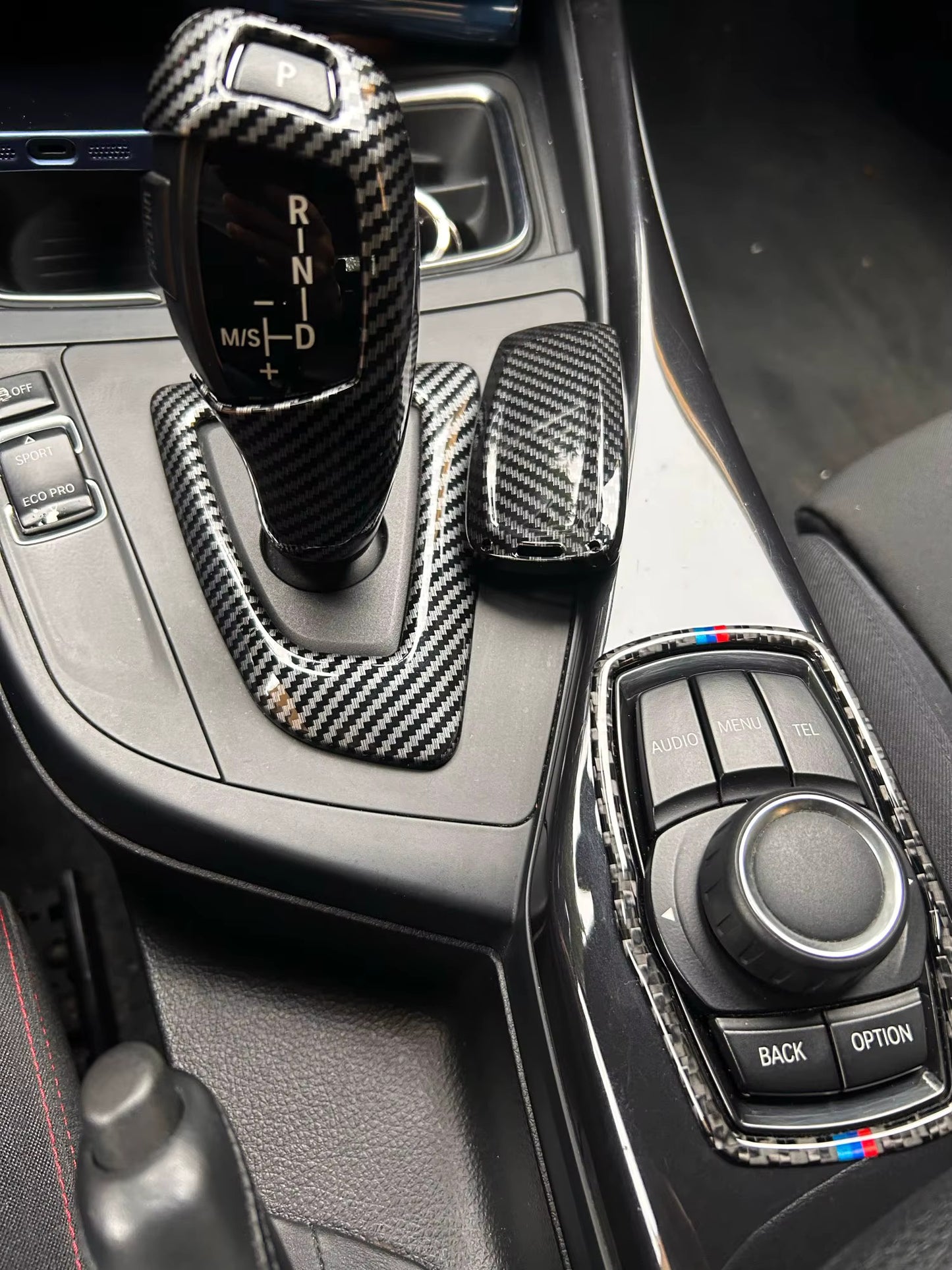 BMW Carbon Fiber Gear Shift Knob Panel Cover Trim for BMW 1-4 Series F20-F36