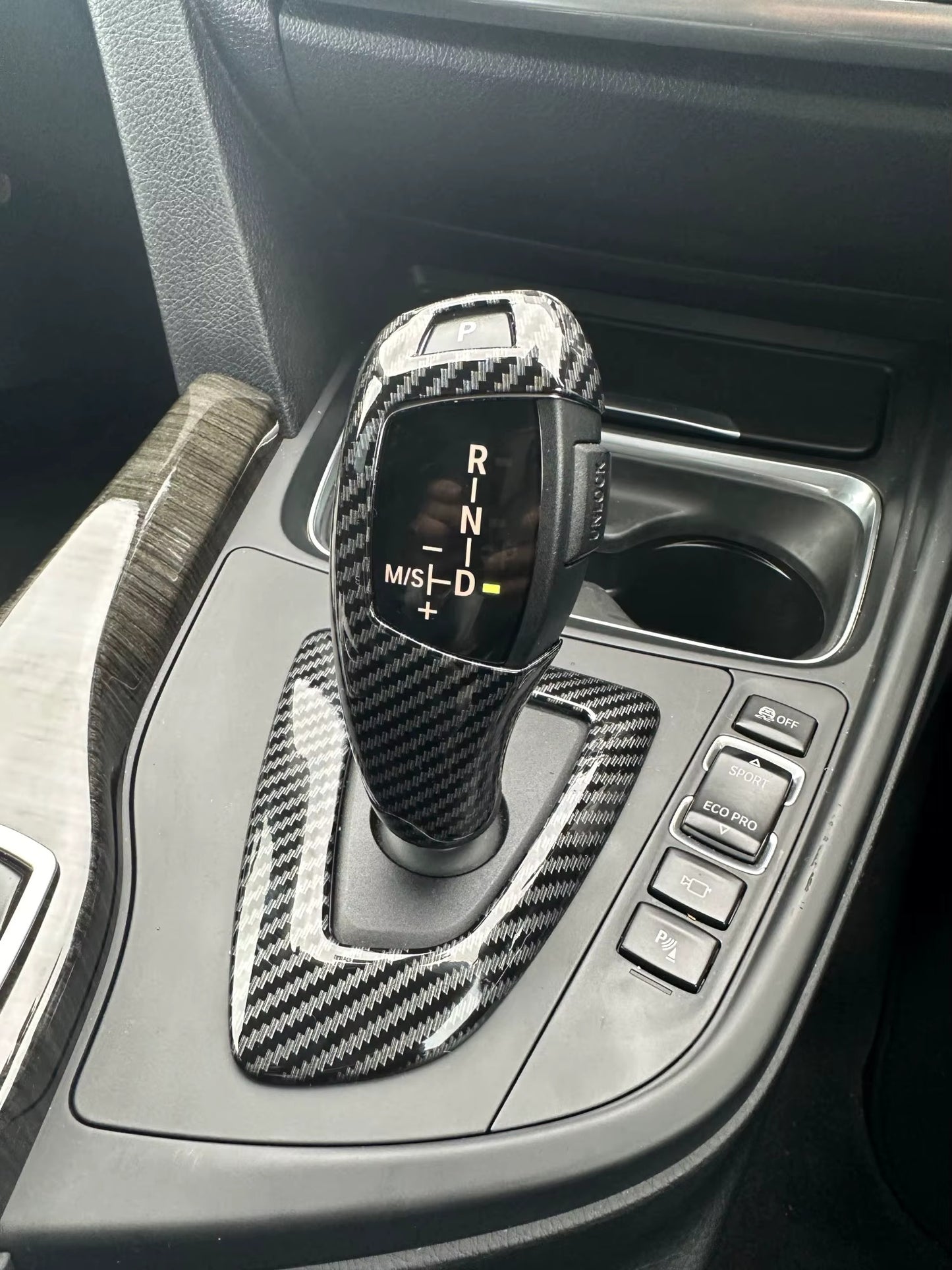 BMW Carbon Fiber Gear Shift Knob Panel Cover Trim for BMW 1-4 Series F20-F36