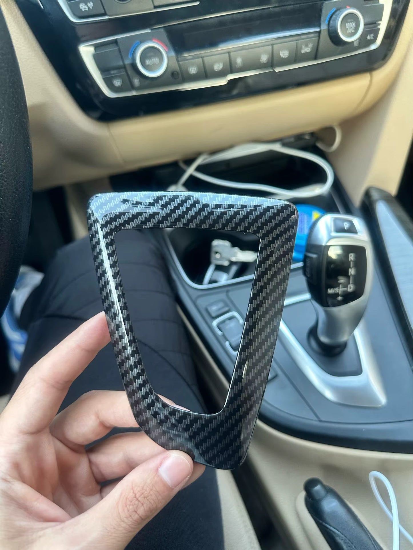 BMW Carbon Fiber Gear Shift Knob Panel Cover Trim for BMW 1-4 Series F20-F36