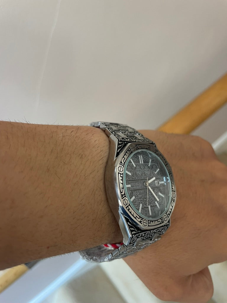 Men watch in silver with silver dial Arabic quartz watch – waterproof stainless steel