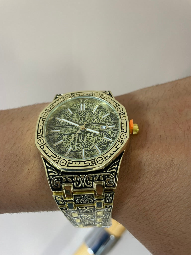 Men watch in gold with gold dial Arabic quartz watch – waterproof stainless steel