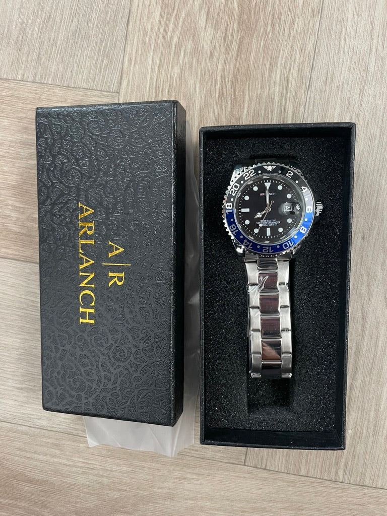 Men's Submarine Watch – Blue & Silver Quartz Stainless Steel