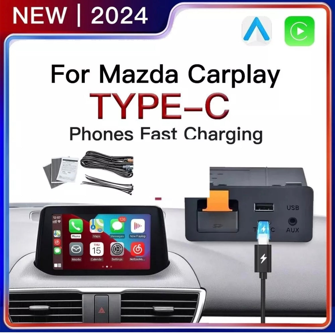 Mazda Apple Carplay & Android Auto Kit USB-C CX5 CX3 CX9 MX5 Mazda 6 Mazda 3