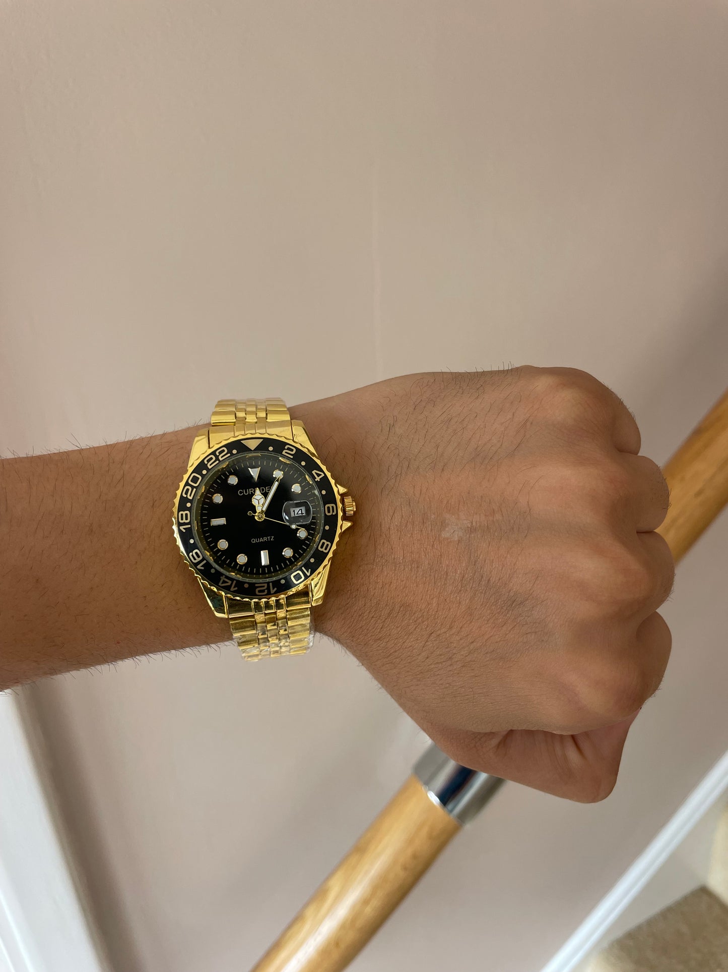 Men's Gold Watch – Black Dial with Jubilee Strap