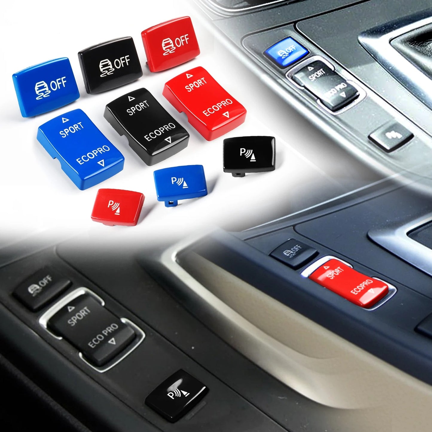 BMW Blue Sport Eco Pro DSC Centre Console Buttons - Fits F20 F21 F22 F23 F30 F32 F33 F36