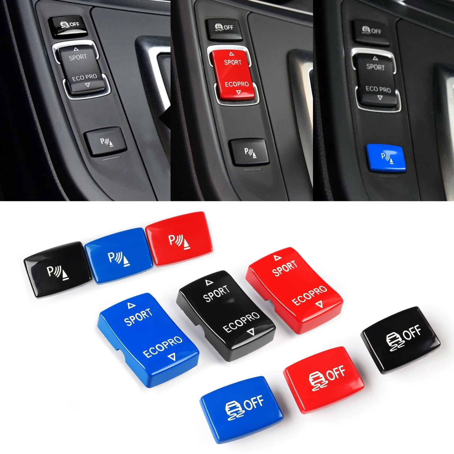BMW Blue Sport Eco Pro DSC Centre Console Buttons - Fits F20 F21 F22 F23 F30 F32 F33 F36
