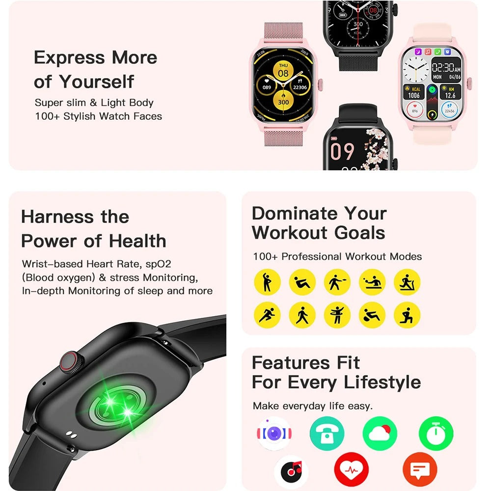 Smart Watch Men Women Fitness Tracker Blood Pressure Heart Rate Sport Watches