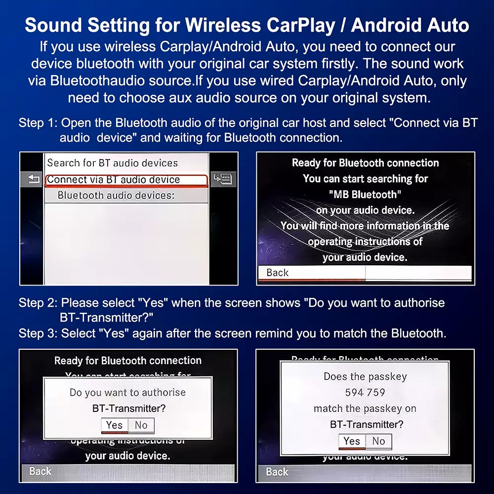 Mercedes Wireless Apple Carplay Android Auto Retrofit - A/B/C Class NTG 4.5 Becker Map