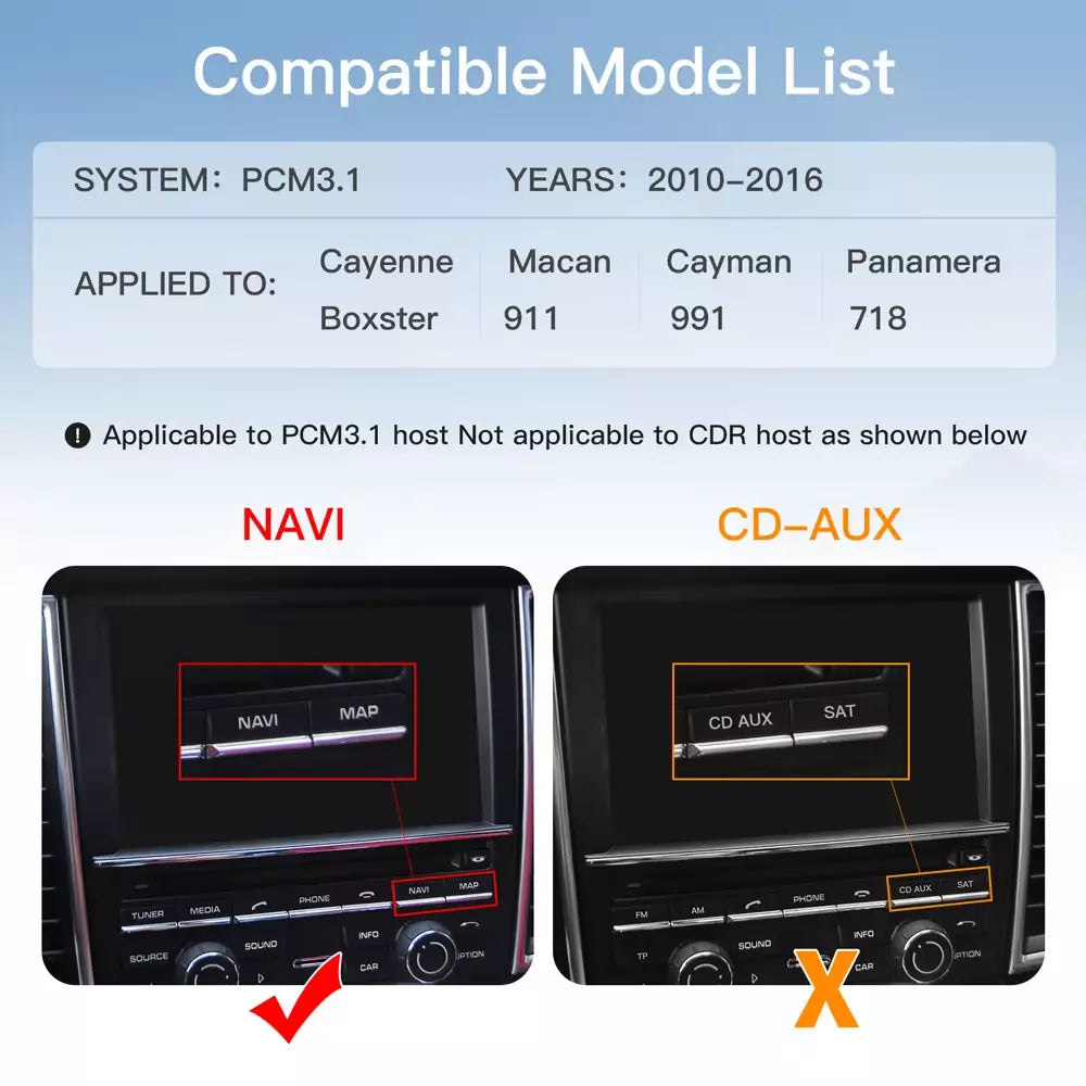 Porsche Apple CarPlay & Android Auto Upgrade Kit (PCM 3.1)