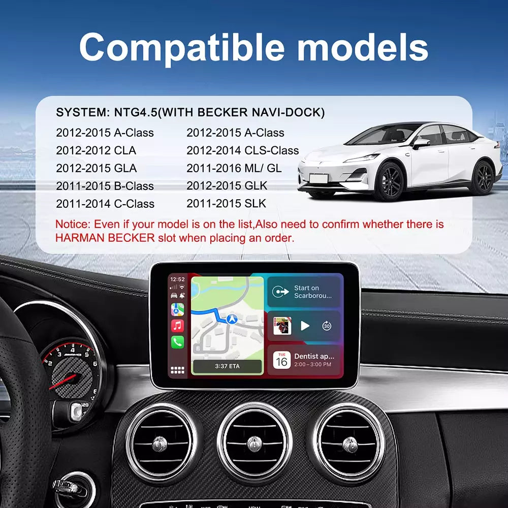Mercedes Wireless Apple Carplay Android Auto Retrofit - A/B/C Class NTG 4.5 Becker Map