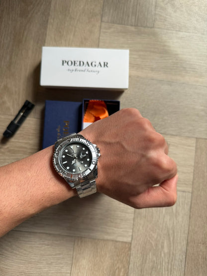 Men Watch Silver submarine Date Quartz with Black Dial and Waterproof luxury