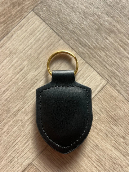 Porsche Leather Keyring – Black Crested Key Ring for Porsche 911, Panamera, Cayenne, Taycan, Macan, Carrera GT, 718, 928, 944, 968