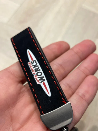 Mini JCW Suede Key Ring Chain John Cooper Works Alcantara Red Stitching Premium