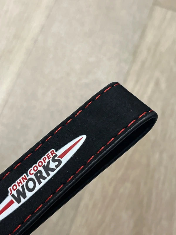 Mini JCW Suede Key Ring Chain John Cooper Works Alcantara Red Stitching Premium
