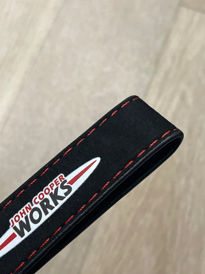 Mini JCW Suede Key Ring Chain John Cooper Works Alcantara Red Stitching Premium