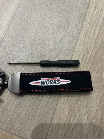 Mini JCW Suede Key Ring Chain John Cooper Works Alcantara Red Stitching Premium