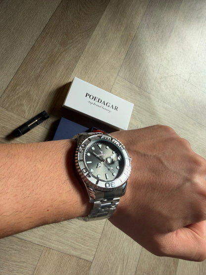 Men Watch Silver submarine Date Quartz with Black Dial and Waterproof luxury