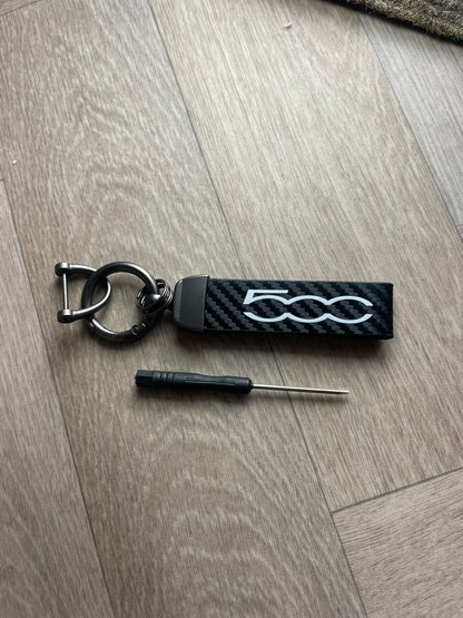 Fiat 500 Keyring | Carbon Design Keychain for Abarth 500