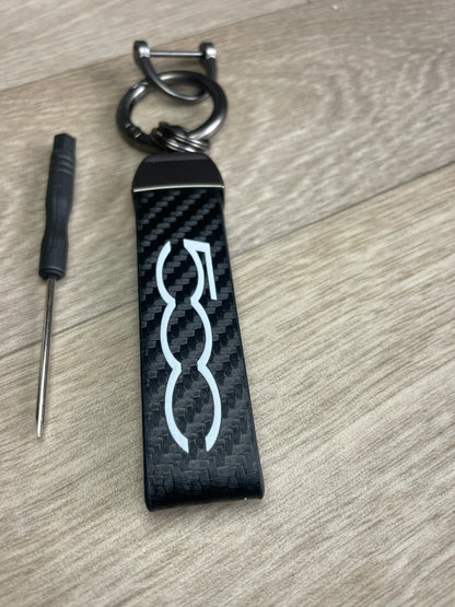 Fiat 500 Keyring | Carbon Design Keychain for Abarth 500