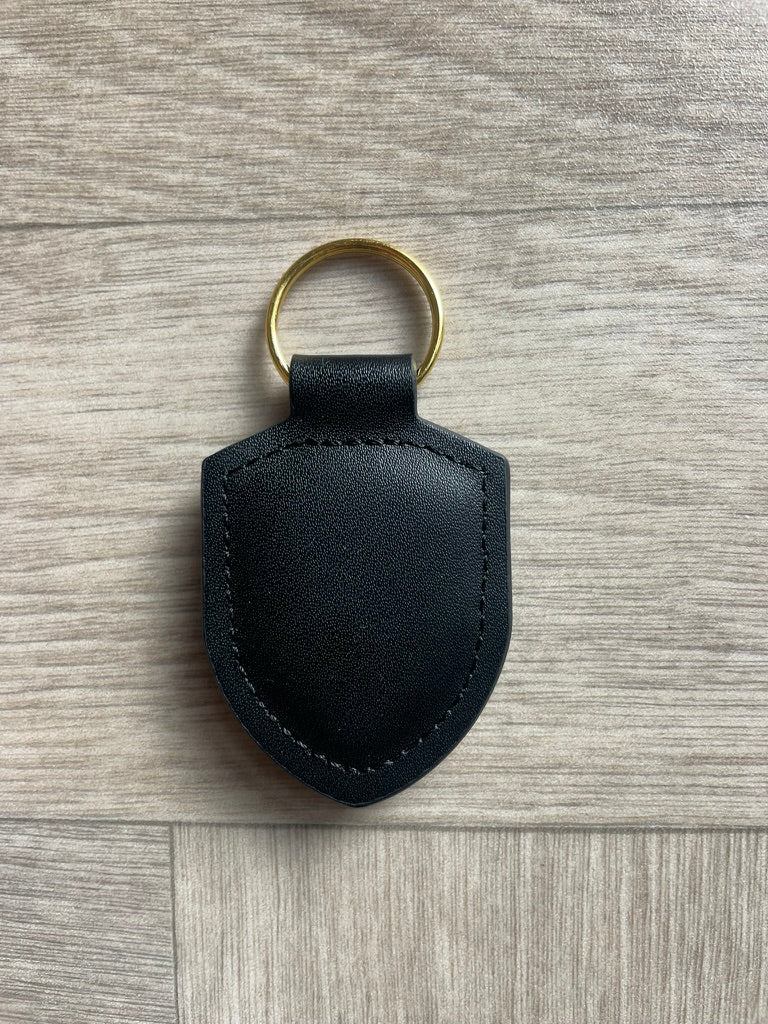 Porsche Leather Keyring – Black Crested Key Ring for Porsche 911, Panamera, Cayenne, Taycan, Macan, Carrera GT, 718, 928, 944, 968