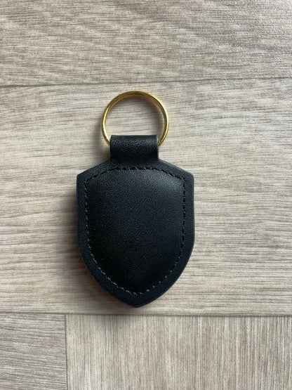 Porsche Leather Keyring – Black Crested Key Ring for Porsche 911, Panamera, Cayenne, Taycan, Macan, Carrera GT, 718, 928, 944, 968