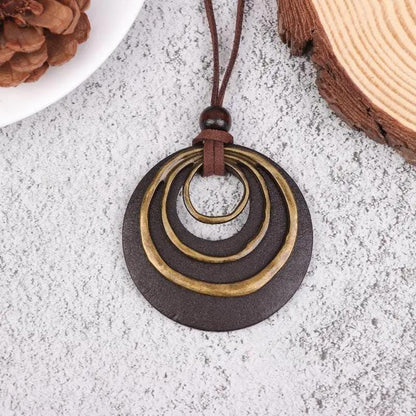 Green Pendant Necklace – Boho Statement Necklace – Long Cord Necklace – Gift for Her