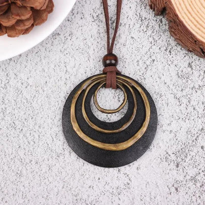 Green Pendant Necklace – Boho Statement Necklace – Long Cord Necklace – Gift for Her