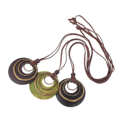 Green Pendant Necklace – Boho Statement Necklace – Long Cord Necklace – Gift for Her