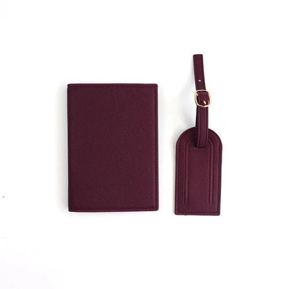 Personalised Passport Holder & Luggage Tag Set, Custom Initials Name PU Leather Travel Wallet Gift Honeymoon