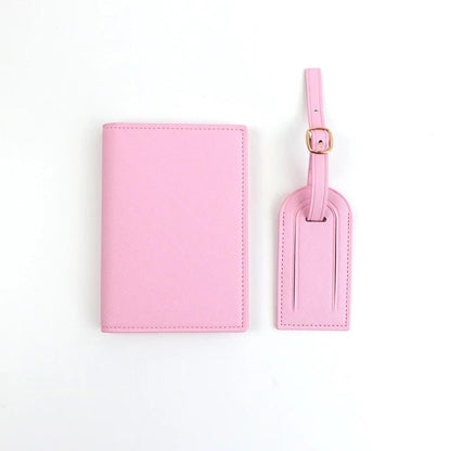 Personalised Passport Holder & Luggage Tag Set, Custom Initials Name PU Leather Travel Wallet Gift Honeymoon