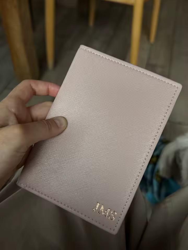 Personalised Passport Holder & Luggage Tag Set, Custom Initials Name PU Leather Travel Wallet Gift Honeymoon