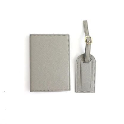 Personalised Passport Holder & Luggage Tag Set, Custom Initials Name PU Leather Travel Wallet Gift Honeymoon