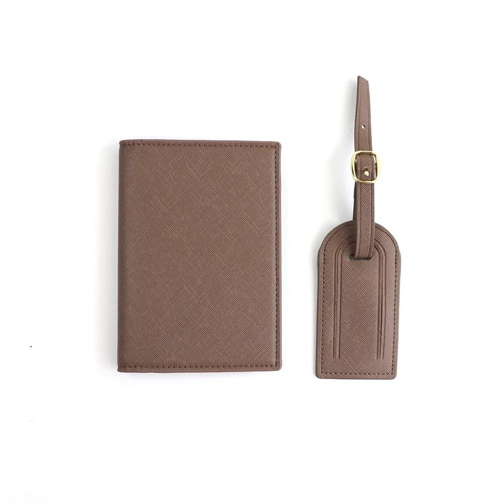 Personalised Passport Holder & Luggage Tag Set, Custom Initials Name PU Leather Travel Wallet Gift Honeymoon