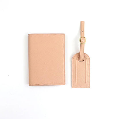 Personalised Passport Holder & Luggage Tag Set, Custom Initials Name PU Leather Travel Wallet Gift Honeymoon