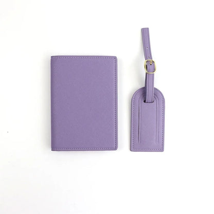 Personalised Passport Holder & Luggage Tag Set, Custom Initials Name PU Leather Travel Wallet Gift Honeymoon