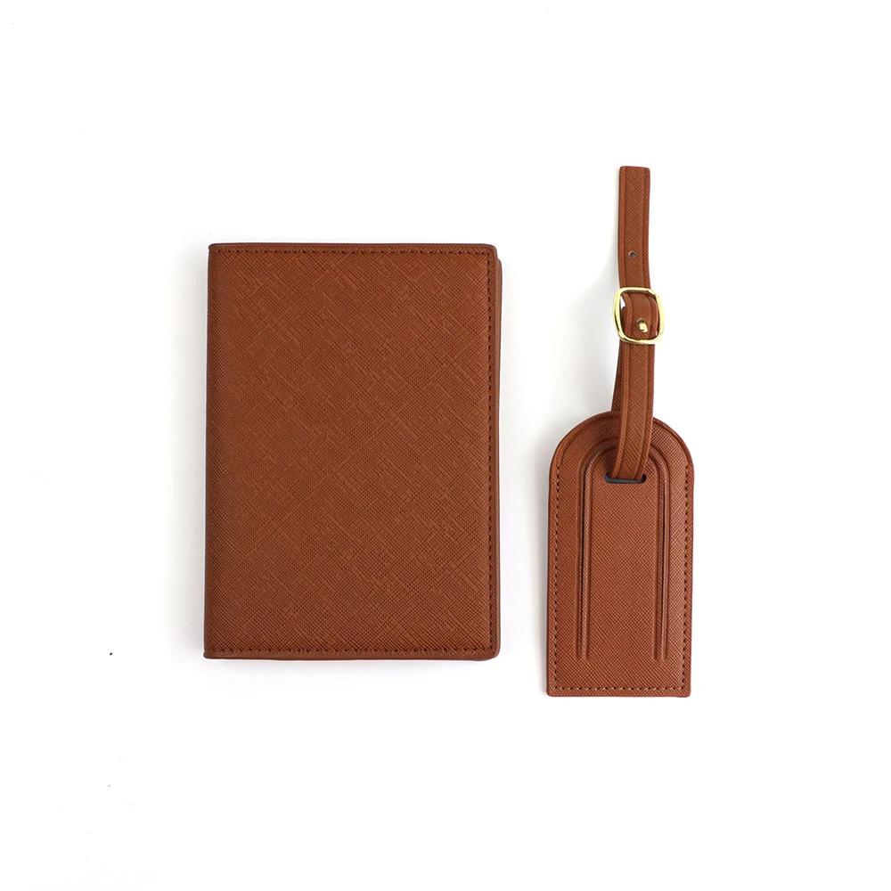 Personalised Passport Holder & Luggage Tag Set, Custom Initials Name PU Leather Travel Wallet Gift Honeymoon