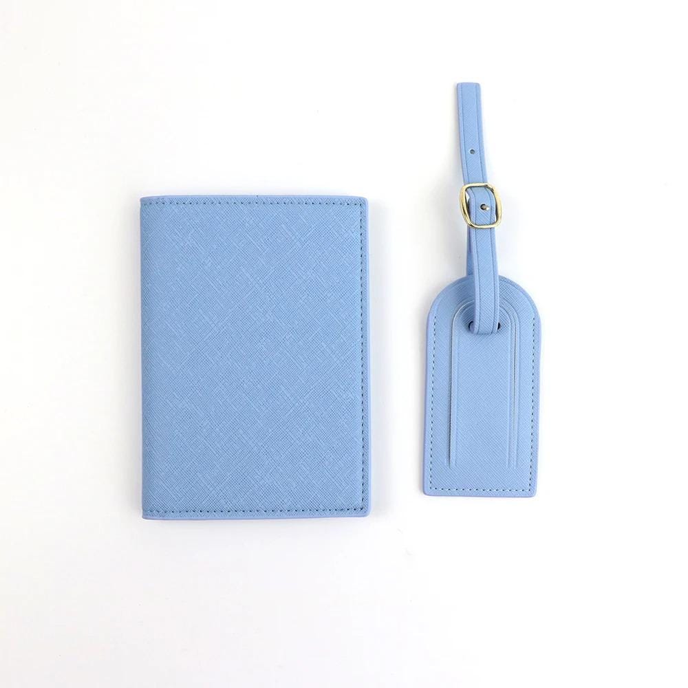 Personalised Passport Holder & Luggage Tag Set, Custom Initials Name PU Leather Travel Wallet Gift Honeymoon