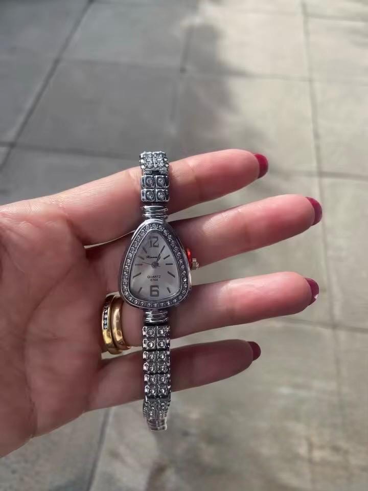 Women's Gold Crystal Watch, Elegant Bracelet Watch, Luxury Quartz Dress Watch Gift for Her