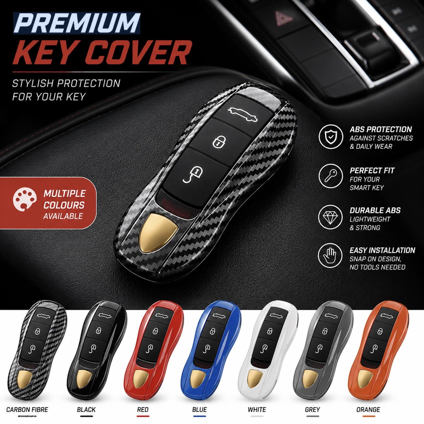 Porsche Key Cover | Carbon Fibre Key Case | Custom Key Fob Cover | 911 Macan Cayenne Panamera Taycan Boxster Cayman