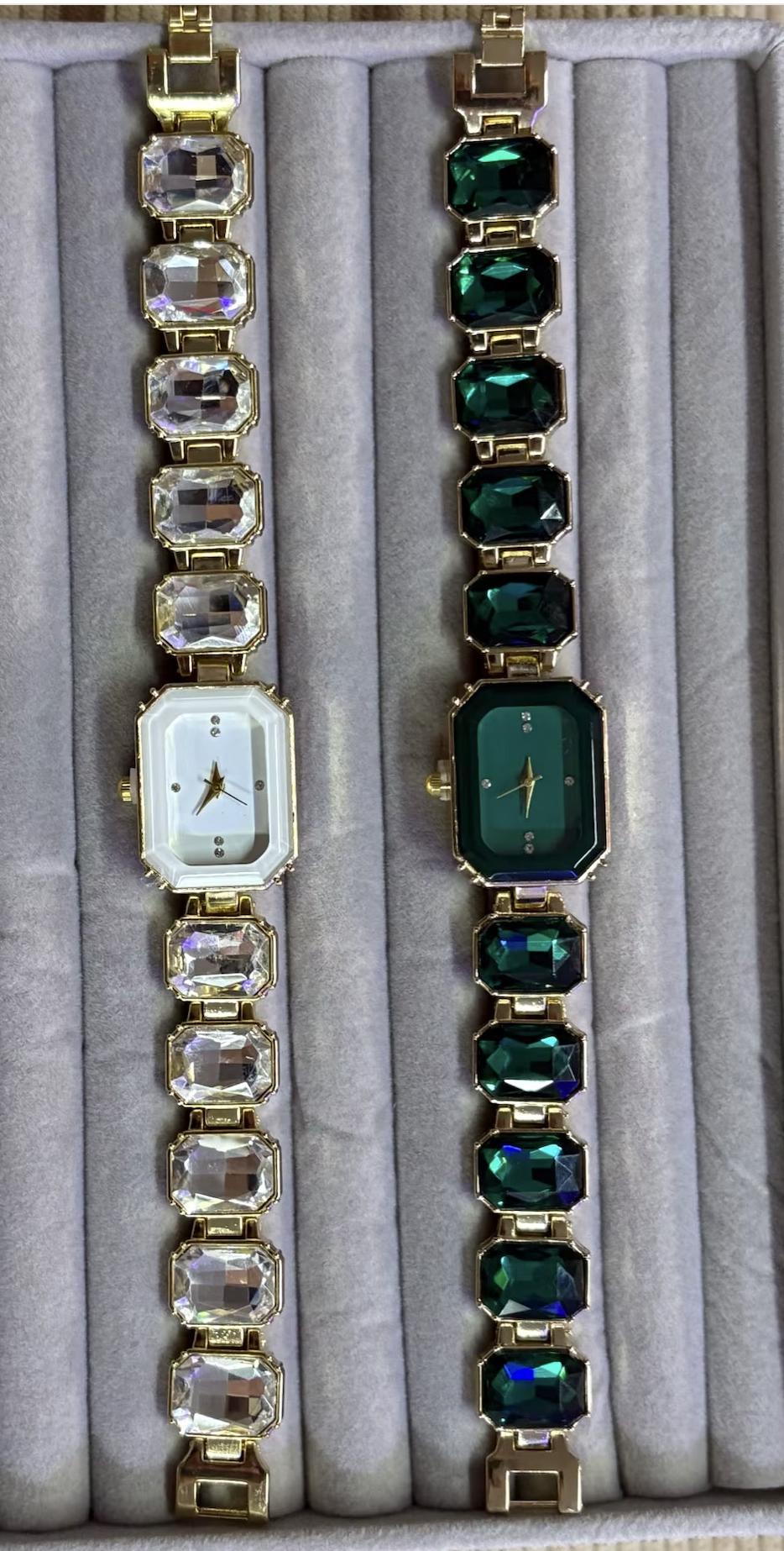 Women’s Crystal Bracelet Watch | Gold Jewellery Watch | Elegant Quartz Wrist Watch | Gift for Her