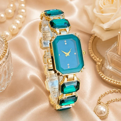 Women’s Crystal Bracelet Watch | Gold Jewellery Watch | Elegant Quartz Wrist Watch | Gift for Her