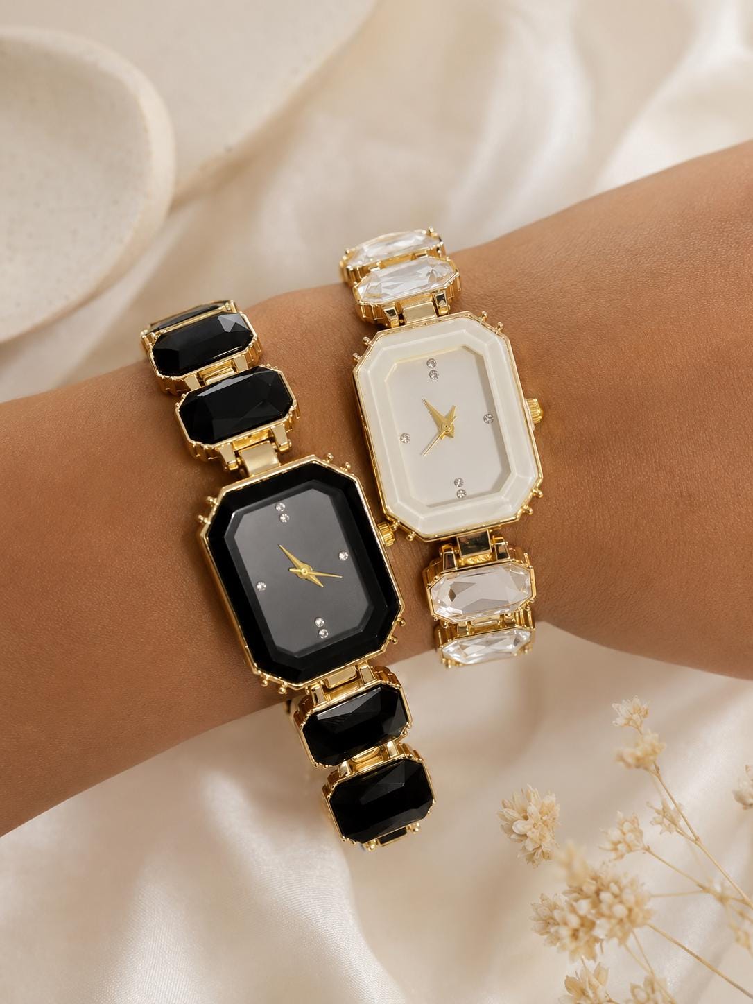 Women’s Crystal Bracelet Watch | Gold Jewellery Watch | Elegant Quartz Wrist Watch | Gift for Her