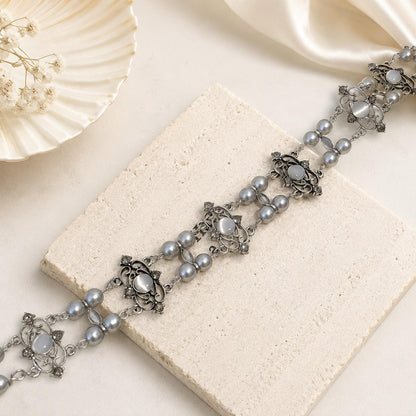 Vintage Pearl Choker Necklace | Double Layer Crystal Choker | Antique Style Statement Jewellery | Gift for Her